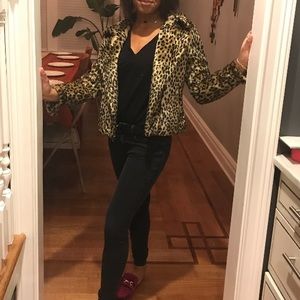 Cheetah faux fur jacket